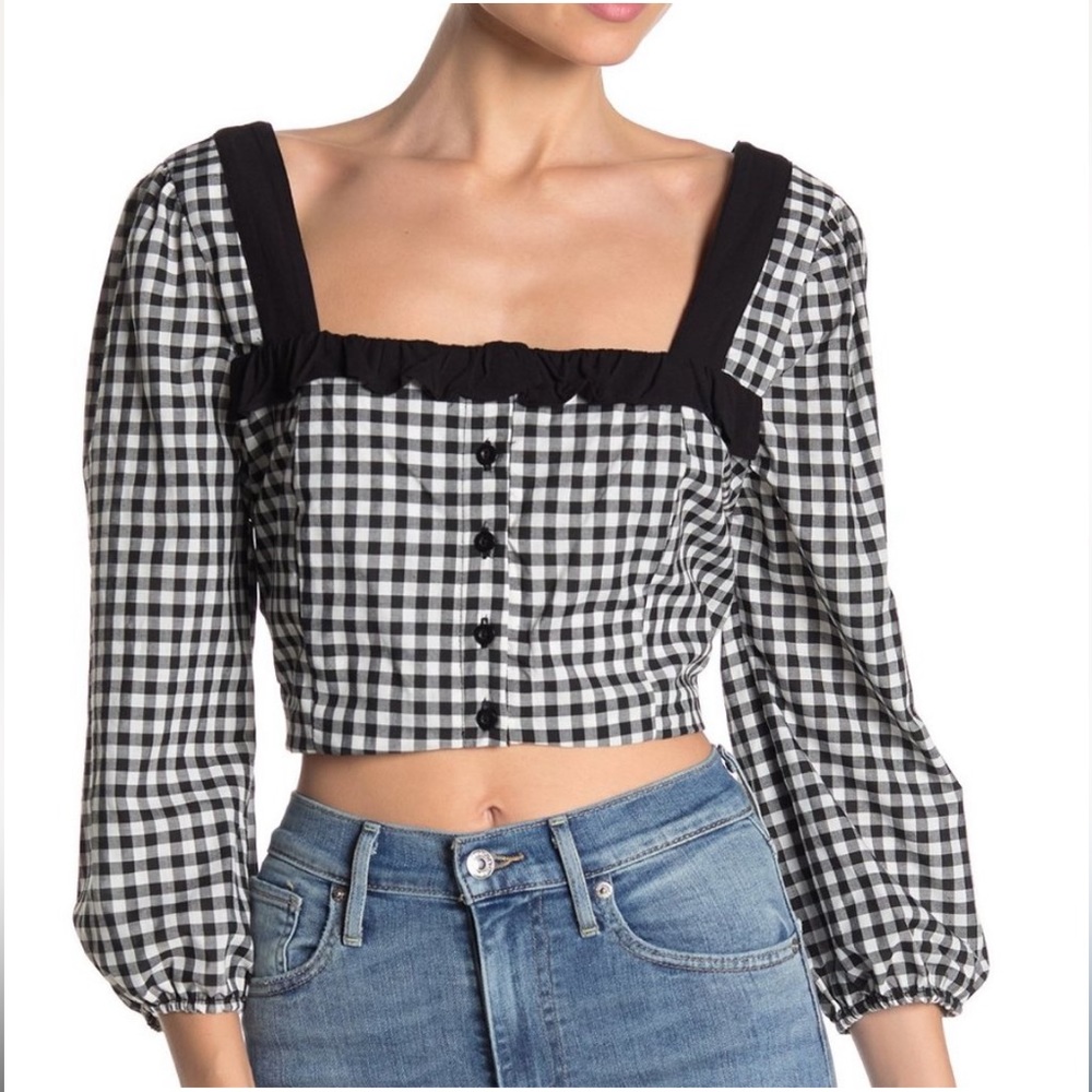 BCBGeneration Gingham Crop Top NWT